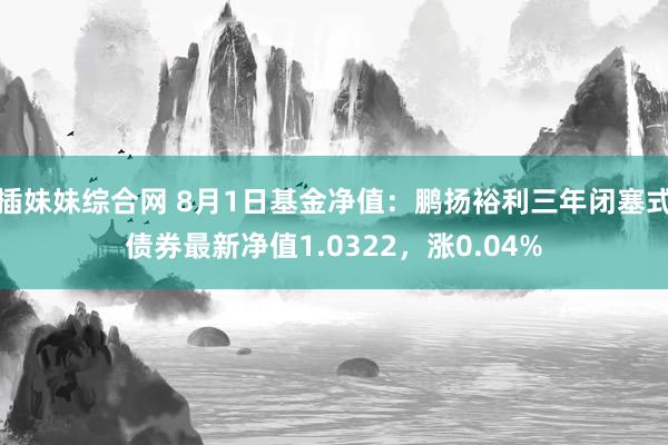 插妹妹综合网 8月1日基金净值：鹏扬裕利三年闭塞式债券最新净值1.0322，涨0.04%