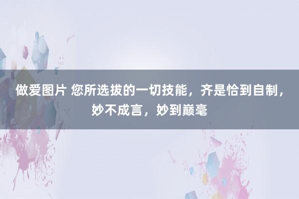 做爱图片 您所选拔的一切技能，齐是恰到自制，妙不成言，妙到巅毫