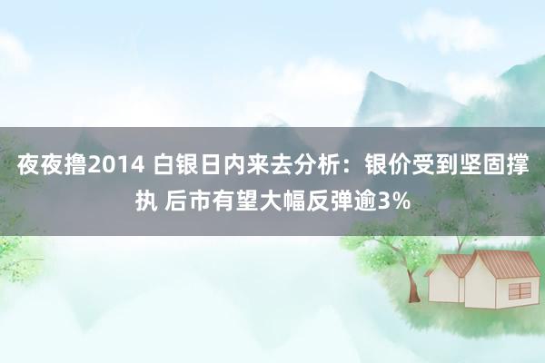 夜夜撸2014 白银日内来去分析：银价受到坚固撑执 后市有望大幅反弹逾3%