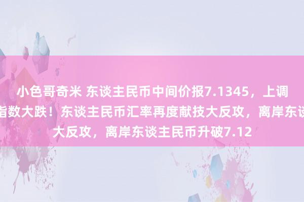 小色哥奇米 东谈主民币中间价报7.1345，上调31点！好意思元指数大跌！东谈主民币汇率再度献技大反攻，离岸东谈主民币升破7.12