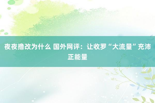 夜夜撸改为什么 国外网评：让收罗“大流量”充沛正能量