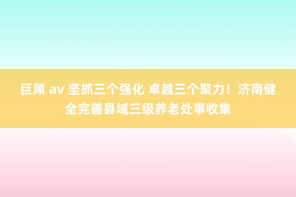 巨屌 av 坚抓三个强化 卓越三个聚力！济南健全完善县域三级养老处事收集